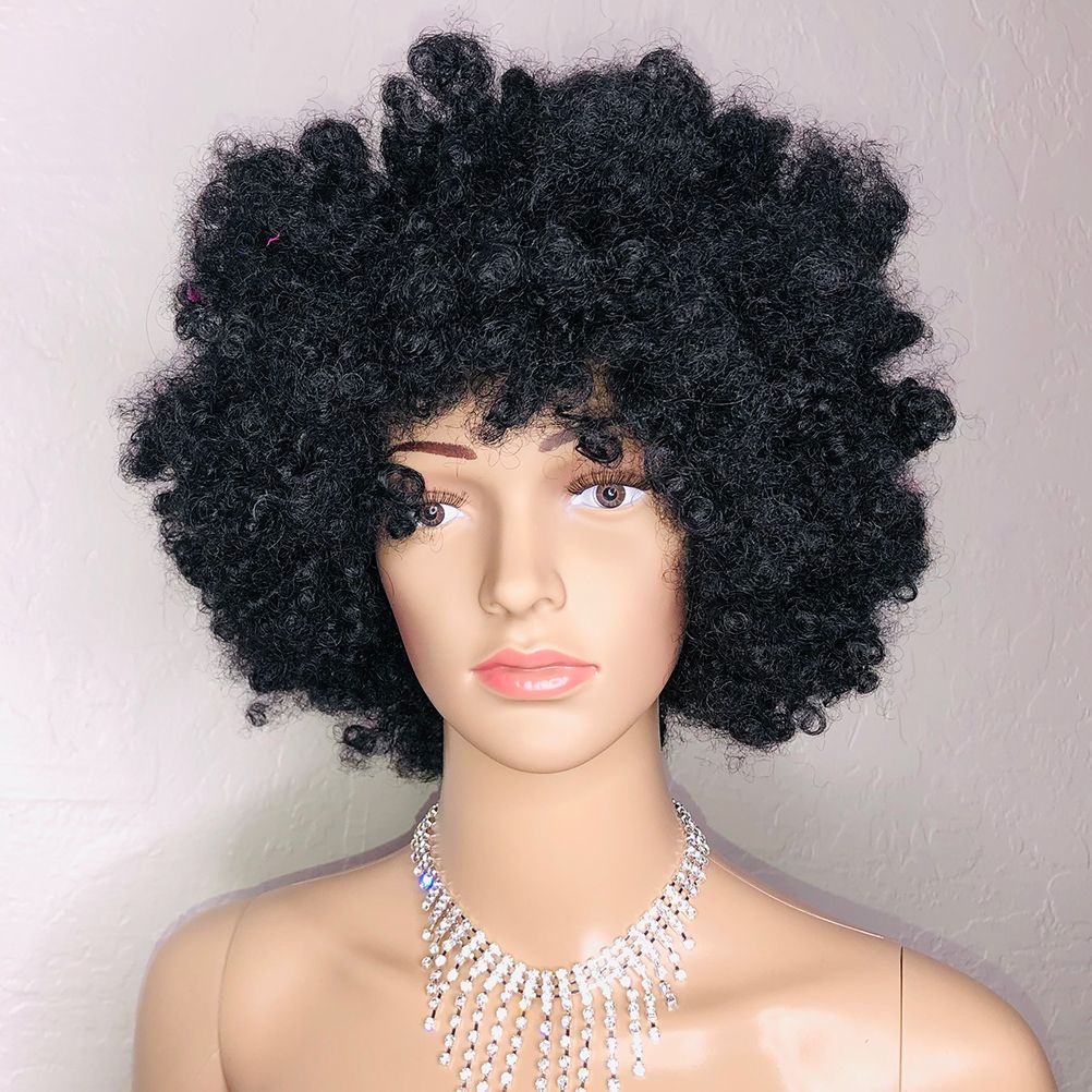 mannequin in dark brown afro wig